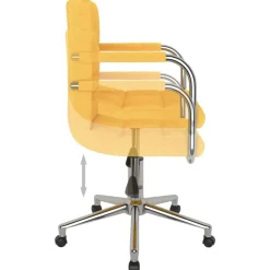 vidaXL Sillas-Silla de comedor giratoria de tela amarilla mostaza