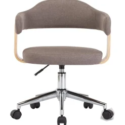 vidaXL Sillas-Silla de comedor giratoria de madera curvada y tela gris taupe