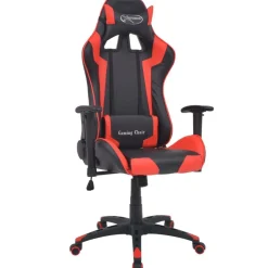 vidaXL Mobiliario De Oficina-Silla de escritorio reclinable Racing de cuero artificial roja