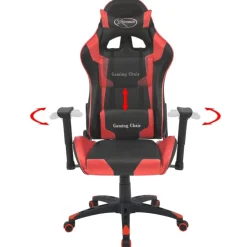 vidaXL Mobiliario De Oficina-Silla de escritorio reclinable Racing de cuero artificial roja