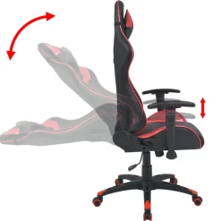 vidaXL Mobiliario De Oficina-Silla de escritorio reclinable Racing de cuero artificial roja