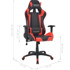 vidaXL Mobiliario De Oficina-Silla de escritorio reclinable Racing de cuero artificial roja