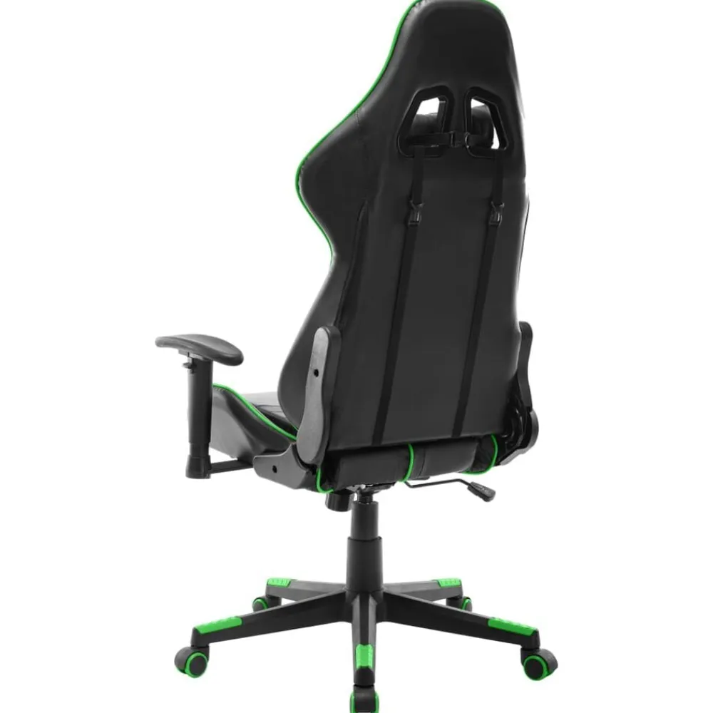 vidaXL Silla de gaming de cuero sintético Negro y verde Discount