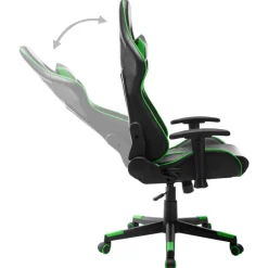 vidaXL Silla de gaming de cuero sintético Negro y verde Discount