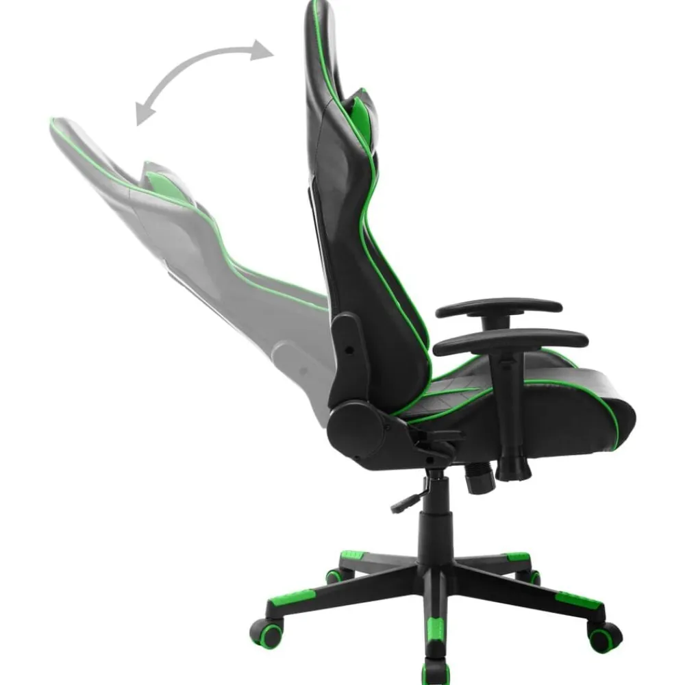 vidaXL Silla de gaming de cuero sintético Negro y verde Discount