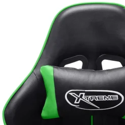 vidaXL Silla de gaming de cuero sintético Negro y verde Discount