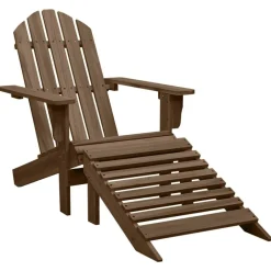 vidaXL Muebles De Jardín-Silla de jardín con otomana de madera marrón