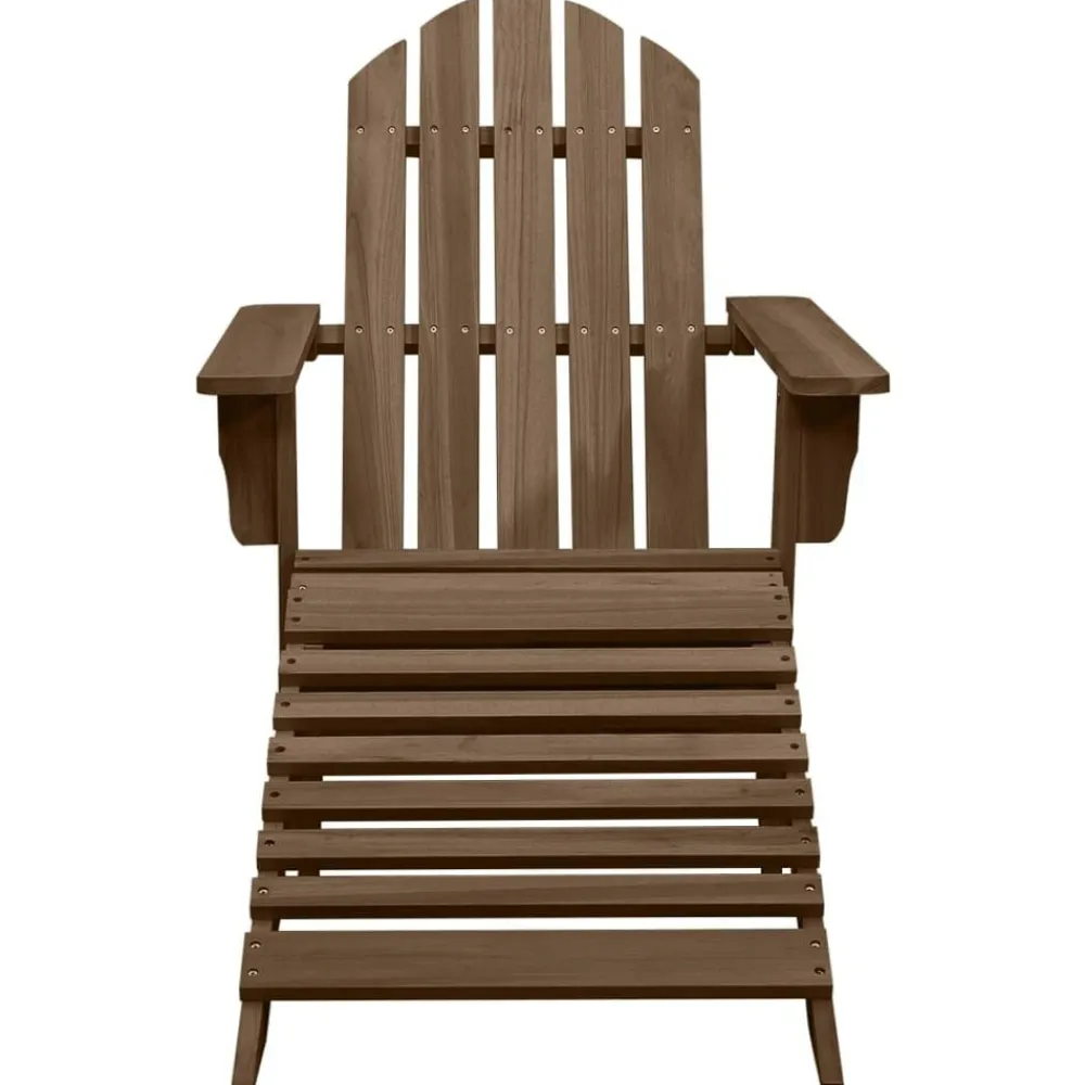 vidaXL Muebles De Jardín-Silla de jardín con otomana de madera marrón