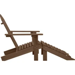 vidaXL Muebles De Jardín-Silla de jardín con otomana de madera marrón