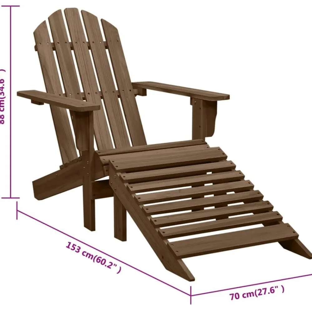 vidaXL Muebles De Jardín-Silla de jardín con otomana de madera marrón