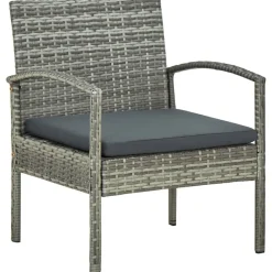 vidaXL Muebles De Jardín-Silla de jardín con cojín ratán sintético