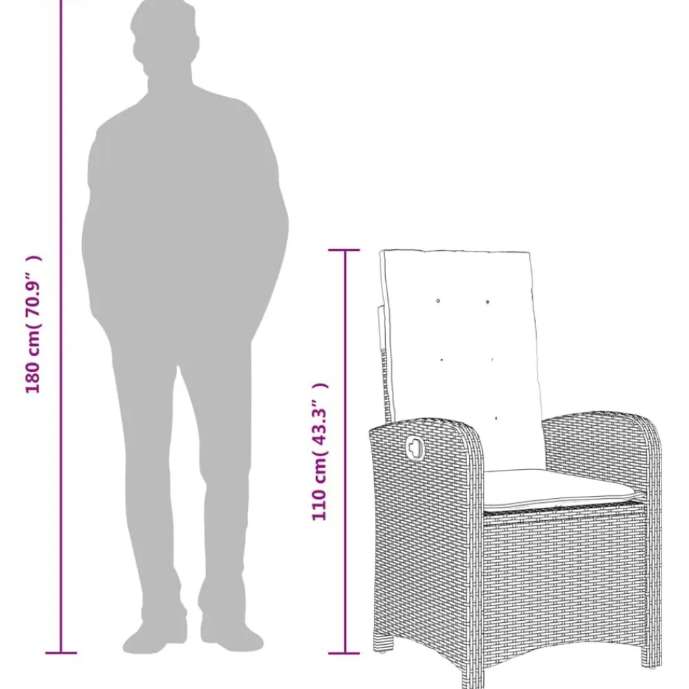 vidaXL Muebles De Jardín-Silla de jardín reclinable con cojines ratán sintético