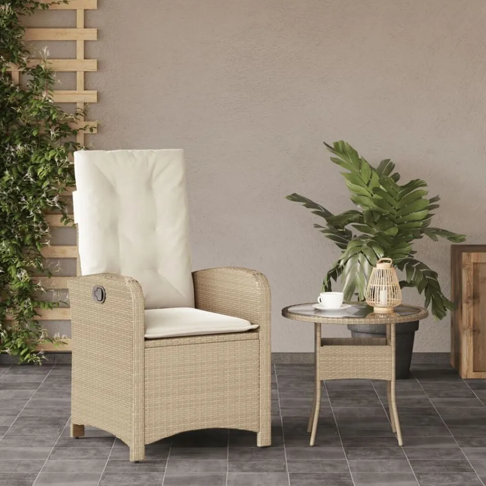vidaXL Muebles De Jardín-Silla de jardín reclinable con cojines ratán sintético