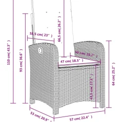 vidaXL Muebles De Jardín-Silla de jardín reclinable con cojines ratán sintético