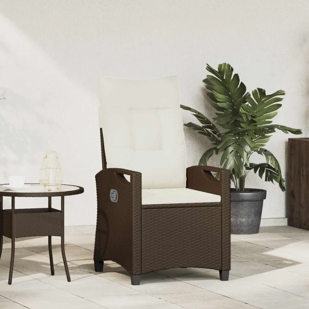 vidaXL Muebles De Jardín-Silla de jardín reclinable Marrón y crema 56 x 60 x 112 cm