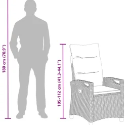 vidaXL Muebles De Jardín-Silla de jardín reclinable Marrón y crema 56 x 60 x 112 cm