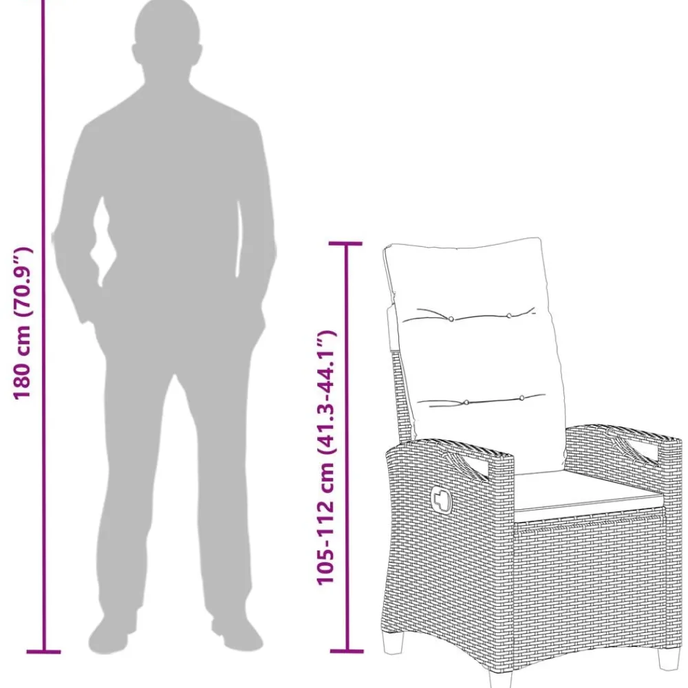 vidaXL Muebles De Jardín-Silla de jardín reclinable Marrón y crema 56 x 60 x 112 cm