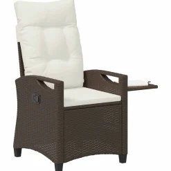 vidaXL Muebles De Jardín-Silla de jardín reclinable Marrón y crema 56 x 60 x 112 cm
