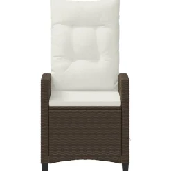 vidaXL Muebles De Jardín-Silla de jardín reclinable Marrón y crema 56 x 60 x 112 cm