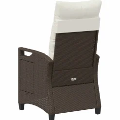 vidaXL Muebles De Jardín-Silla de jardín reclinable Marrón y crema 56 x 60 x 112 cm