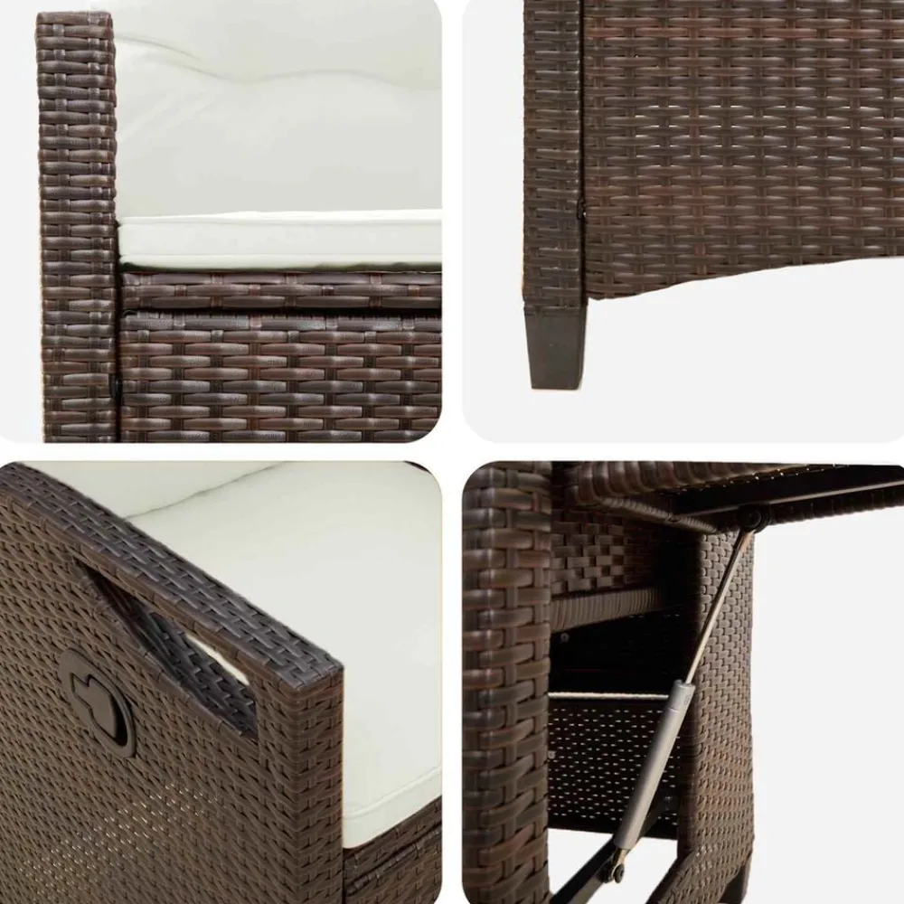 vidaXL Muebles De Jardín-Silla de jardín reclinable Marrón y crema 56 x 60 x 112 cm
