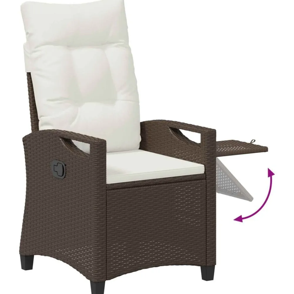vidaXL Muebles De Jardín-Silla de jardín reclinable Marrón y crema 56 x 60 x 112 cm