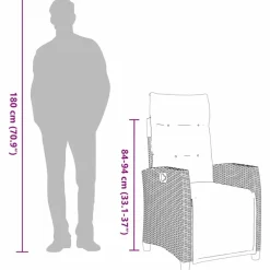 vidaXL Silla de jardín reclinable con mesa auxiliar ratán beige beige y crema Outlet