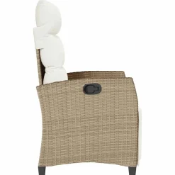 vidaXL Silla de jardín reclinable con mesa auxiliar ratán beige beige y crema Outlet