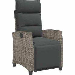 vidaXL Muebles De Jardín-Silla de jardín reclinable con mesa auxiliar ratán