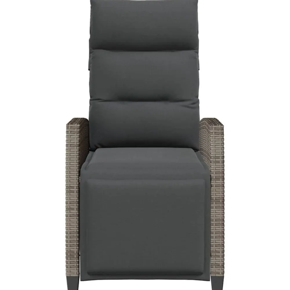 vidaXL Muebles De Jardín-Silla de jardín reclinable con mesa auxiliar ratán