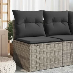 vidaXL Muebles De Jardín-Silla de jardín sin reposabrazos con cojines ratán PE