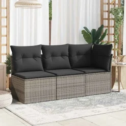 vidaXL Muebles De Jardín-Silla de jardín sin reposabrazos con cojines ratán PE