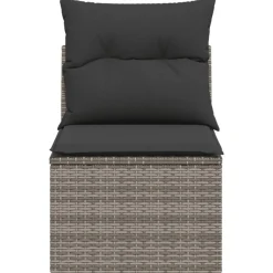 vidaXL Muebles De Jardín-Silla de jardín sin reposabrazos con cojines ratán PE