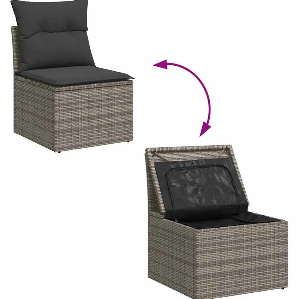 vidaXL Muebles De Jardín-Silla de jardín sin reposabrazos con cojines ratán PE