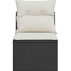 vidaXL Silla de jardín sin reposabrazos con cojines ratán PE negro Negro y crema
