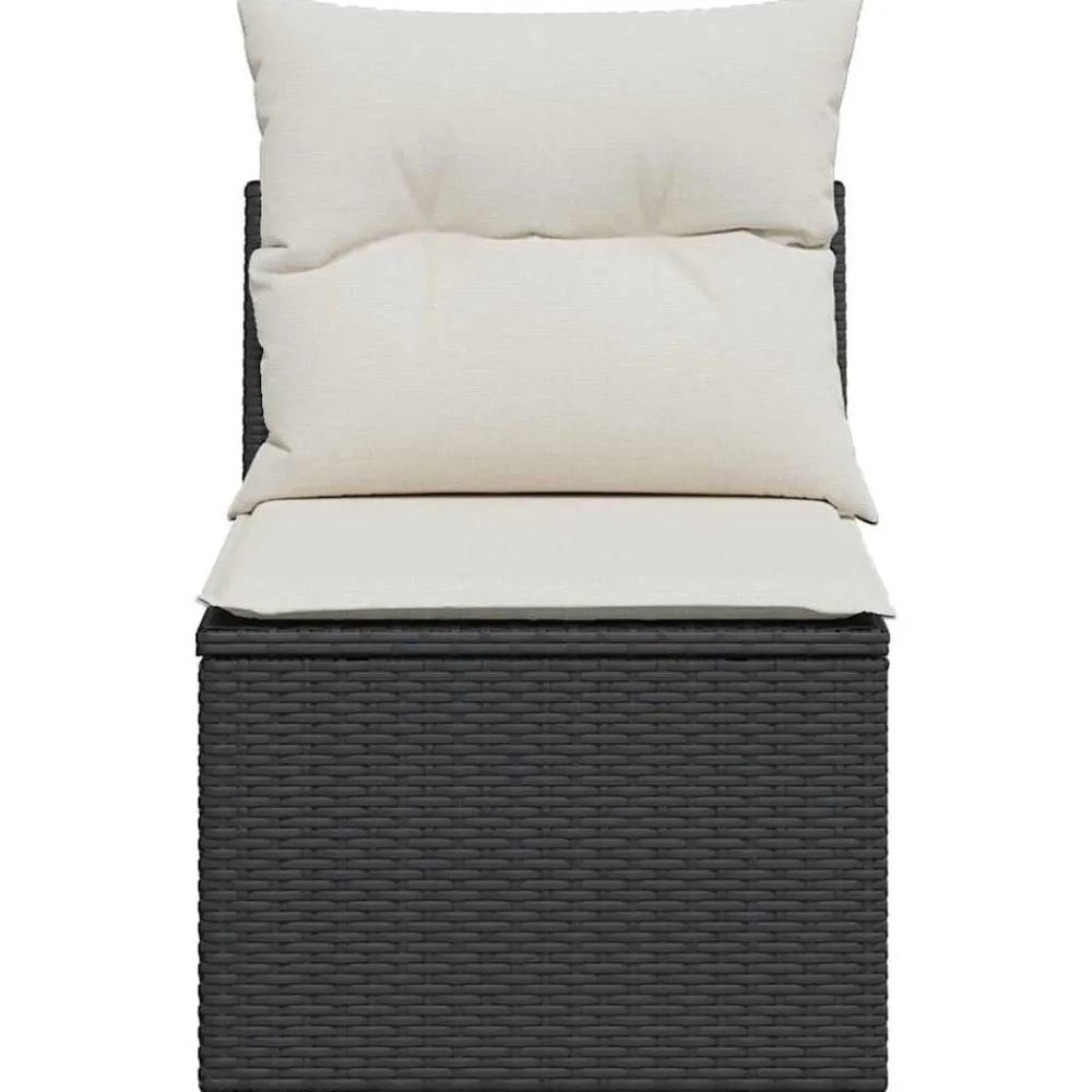 vidaXL Silla de jardín sin reposabrazos con cojines ratán PE negro Negro y crema