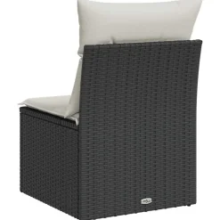vidaXL Silla de jardín sin reposabrazos con cojines ratán PE negro Negro y crema