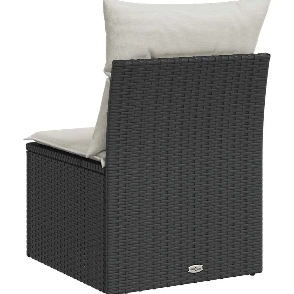 vidaXL Silla de jardín sin reposabrazos con cojines ratán PE negro Negro y crema