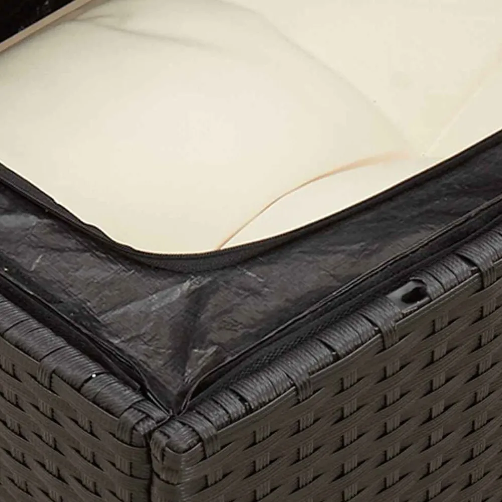 vidaXL Silla de jardín sin reposabrazos con cojines ratán PE negro Negro y crema