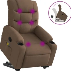 vidaXL Silla de masaje reclinable de pie de tela marrón Marr&oacute;n Hot