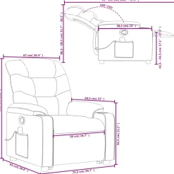 vidaXL Silla de masaje reclinable de pie de tela marrón Marrón Hot