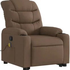 vidaXL Silla de masaje reclinable de pie de tela marrón Marrón Hot