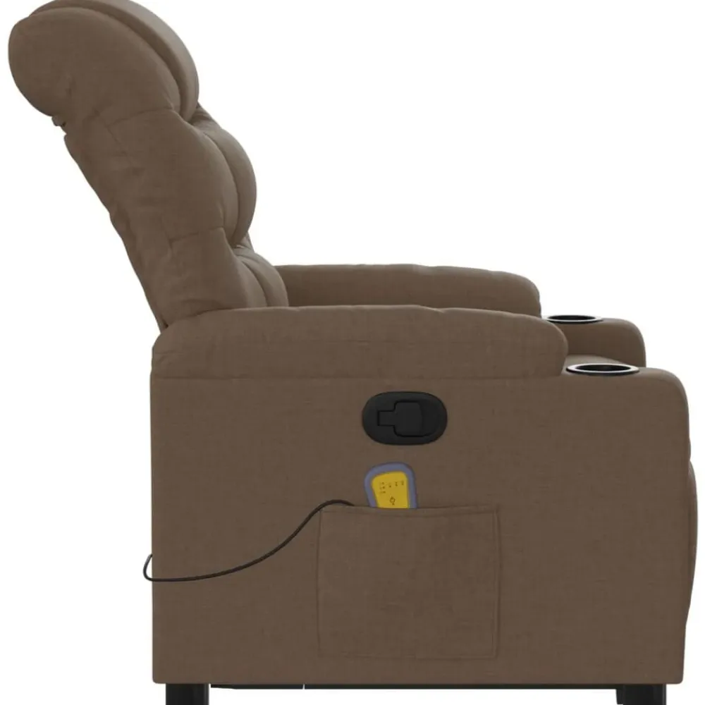 vidaXL Silla de masaje reclinable de pie de tela marrón Marrón Hot