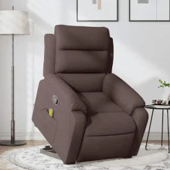 vidaXL Silla de masaje reclinable de pie de tela marrón oscuro Marr&oacute;n oscuro Clearance