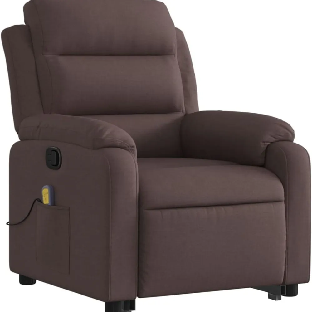 vidaXL Silla de masaje reclinable de pie de tela marrón oscuro Marrón oscuro Clearance