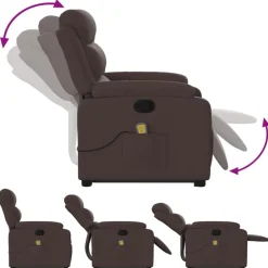 vidaXL Silla de masaje reclinable de pie de tela marrón oscuro Marrón oscuro Clearance