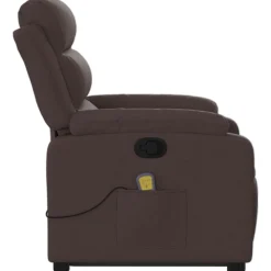 vidaXL Silla de masaje reclinable de pie de tela marrón oscuro Marrón oscuro Clearance