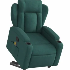 vidaXL Silla de masaje reclinable de pie de tela verde oscura Verde oscuro Discount