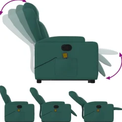 vidaXL Silla de masaje reclinable de pie de tela verde oscura Verde oscuro Discount