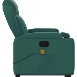 vidaXL Silla de masaje reclinable de pie de tela verde oscura Verde oscuro Discount